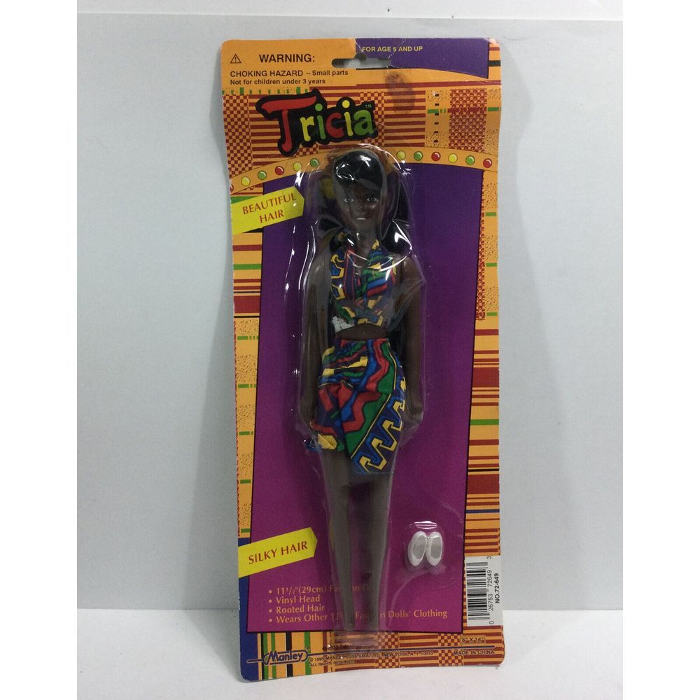 Vintage Manley Toys‎ African American AA Black Barbie Clone Doll 11.5 in  New